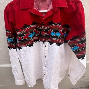 Panhandle Slim Pearl Snap Native American Aztec Long Sleeve Shirt Kid Size XL/18